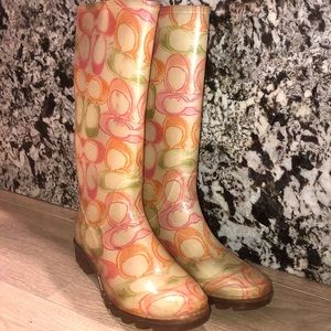 Colorful Coach Rubber Rain Boots Size 5